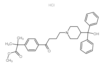A,a-二甲基-4-[4-[4-(羟基二苯基 甲基)-1-哌啶基]-1-氧代丁基]苯乙酸甲酯盐酸盐结构式