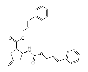 (2E)-3-phenyl-2-propenyl (1R,2S)-4-methylene-2-{[(2E)-3-phenyl-2-propenyloxycarbonyl]amino}cyclopentanecarboxylate Structure