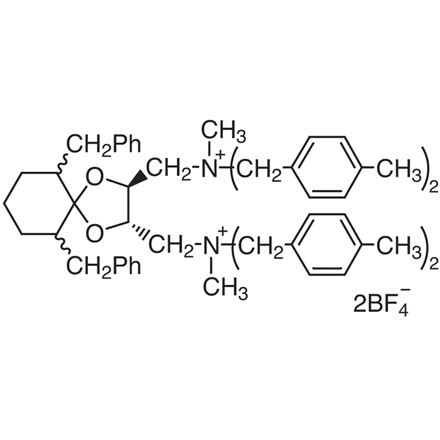 6,10-二苄基-N,N'-二甲基-N,N,N',N'-四(4-甲基苄基)-1,4-二氧杂螺[4.5]癸烷-(2R,3R)-二醇双(甲铵)四氟硼酸盐[即(S,S)-TaDiAS-2nd]结构式