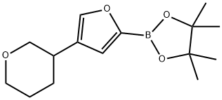 4,4,5,5-tetramethyl-2-(4-(tetrahydro-2H-pyran-3-yl)furan-2-yl)-1,3,2-dioxaborolane Structure