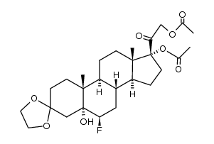 17,21-diacetoxy-3,3-ethanediyldioxy-6β-fluoro-5-hydroxy-5α-pregnan-20-one结构式