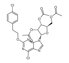 6-chloro-2-[2-(4-chlorophenyl)ethoxy]-9-(2,3,5-tri-O-acetyl-β-D-ribofuranosyl)purine结构式