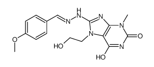7-(2-hydroxyethyl)-8-[2-[(4-methoxyphenyl)methylidene]hydrazinyl]-3-methylpurine-2,6-dione结构式