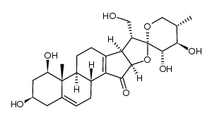 (25S)-1β,3β,21,23α,24β-Pentahydroxy-15-oxo-18-norspirosta-5(6),13(14)-diene structure