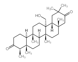 24,25,26-Trinoroleanane-3,21-dione,27-hydroxy-5,9,13-trimethyl-, (4b,5b,8a,9b,10a,13a,14b)- (9CI) Structure