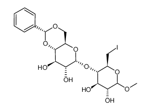 (2R,4aR,6R,7R,8R,8aS)-6-(((2S,3S,4R,5R)-4,5-dihydroxy-2-(iodomethyl)-6-methoxytetrahydro-2H-pyran-3-yl)oxy)-2-phenylhexahydropyrano[3,2-d][1,3]dioxine-7,8-diol结构式