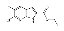 6-氯-5-甲基-1H-吡咯并[2,3-B]吡啶-2-羧酸乙酯结构式