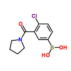 4-氯-3-(吡咯啉-1-羰基)苯基硼酸结构式