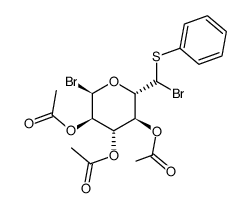 .alpha.-D-Glucopyranosyl bromide, 6-C-bromo-6-S-phenyl-6-thio-, triacetate结构式
