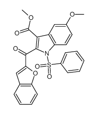 1-Benzenesulfonyl-2-(benzofuran-2-carbonyl)-5-methoxy-1H-indole-3-carboxylic acid methyl ester Structure