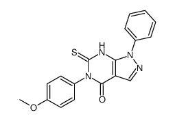 5-(4-Methoxy-phenyl)-1-phenyl-6-thioxo-1,5,6,7-tetrahydro-pyrazolo[3,4-d]pyrimidin-4-one结构式