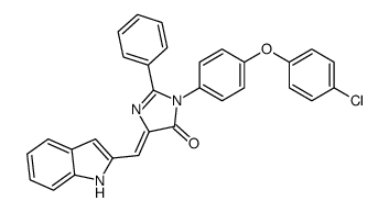 (5Z)-3-[4-(4-chlorophenoxy)phenyl]-5-(1H-indol-2-ylmethylidene)-2-phenylimidazol-4-one结构式