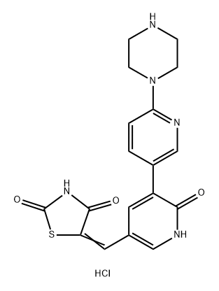 5-[[1,2-dihydro-2-oxo-6'-(1-piperazinyl)[3,3'-bipyridin]-5-yl]methylene]-2,4-thiazolidinedione hydrochloride结构式