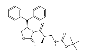 tert-butyl ((R)-3-((R)-4-benzhydryl-2-oxooxazolidin-3-yl)-2-methyl-3-oxopropyl)carbamate结构式
