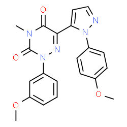 2-(3-Methoxyphenyl)-6-[1-(4-methoxyphenyl)-1H-pyrazol-5-yl]-4-methyl-1,2,4-triazine-3,5(2H,4H)-dione Structure