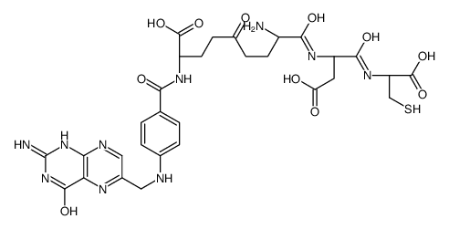 (2S)-8-amino-2-[[4-[(2-amino-4-oxo-1H-pteridin-6-yl)methylamino]benzoyl]amino]-9-[[3-carboxy-1-[(1-carboxy-2-sulfanylethyl)amino]-1-oxopropan-2-yl]amino]-5,9-dioxononanoic acid Structure