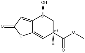 rac-2,4,5,6-Tetrahydro-4β*-hydroxy-2-oxo-6β*-methyl-6-benzofurancarboxylic acid methyl ester结构式