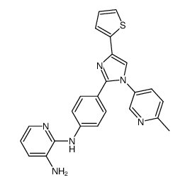 N2-(4-(1-(6-methylpyridin-3-yl)-4-(thiophen-2-yl)-1H-imidazol-2-yl)phenyl)pyridine-2,3-diamine Structure