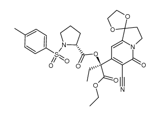 ethyl (S)-2-[N-tosyl-(R)-prolyloxy]-2-[6-cyano-1,1-(ethylenedioxy)-5-oxo-1,2,3,5-tetrahydroindolizin-7-yl]butanoate Structure