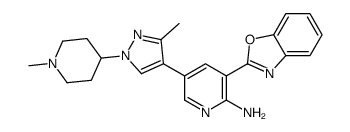 3-(1,3-Benzoxazol-2-yl)-5-[3-methyl-1-(1-methyl-4-piperidinyl)-1H -pyrazol-4-yl]-2-pyridinamine结构式