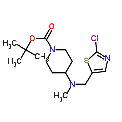 2-Methyl-2-propanyl 4-{[(2-chloro-1,3-thiazol-5-yl)methyl](methyl)amino}-1-piperidinecarboxylate Structure