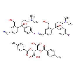 (2S,3S)-2,3-bis[(4-methylbenzoyl)oxy]butanedioic acid,4-[(1S)-4-(dimethylamino)-1-(4-fluorophenyl)-1-hydroxybutyl]-3-(hydroxymethyl)benzonitrile Structure