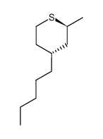 trans-2-Methyl-4-pentylcyclothiahexane Structure