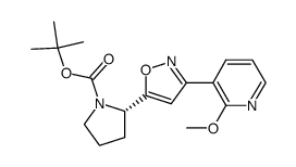 (S)-N-tert-butyloxycarbonyl-2-(3-(2-methoxypyrid-3-yl)isoxazol-5-yl)pyrrolidine结构式