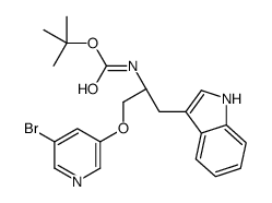 (S)-1-(5-溴吡啶-3-基氧基)-3-(1H-吲哚-3-基)丙烷-2-氨基甲酸叔丁酯结构式