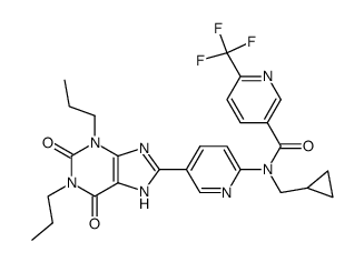 1,3-Dipropyl-8-[6-(N-[6-(trifluoromethyl)nicotinoyl]-N-(cyclopropylmethyl)amino)-3-pyridyl]xanthine Structure