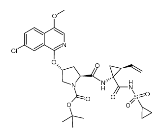 (2S,4R)-tert-butyl 4-((7-chloro-4-methoxyisoquinolin-1-yl)oxy)-2-(((1R,2S)-1-((cyclopropylsulfonyl)-carbamoyl)-2-vinylcyclopropyl)carbamoyl)pyrrolidine-1-carboxylate结构式
