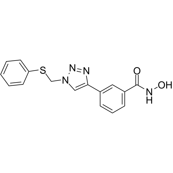 N-羟基-3-[1-(苯基硫代)甲基-1H-1,2,3-三氮唑-4-基]苯甲酰胺结构式