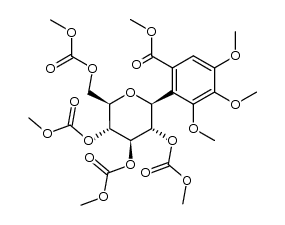 1,2,3-Trimethoxy-5-methoxycarbonyl-6-(2,3,4,6-tetra-O-methoxycarbonyl-β-D-glucopyranosyl)benzene Structure
