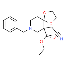 ethyl 8-benzyl-6-(cyanomethyl)-1,4-dioxa-8-azaspiro[4,5]decane-6-carboxylate Structure