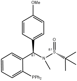 [S(R)]-N-[(R)-[2-(二苯基膦)苯基](4-甲氧基苯基)甲基]-N-甲基-2-叔丁基亚磺酰胺结构式