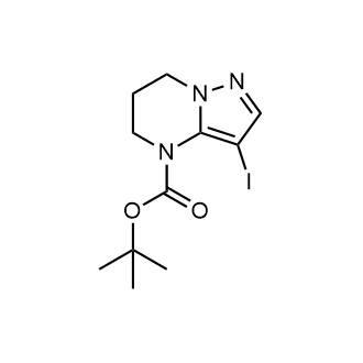 叔丁基3-碘-6,7-二氢吡唑[1,5-a]嘧啶-4(5H)-羧酸盐结构式