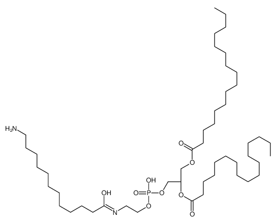 1,2-二棕榈酰基-sn-甘油-3-磷酸乙醇胺-N-(十二烷基胺)结构式