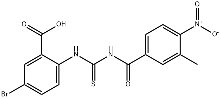 5-bromo-2-[[[(3-methyl-4-nitrobenzoyl)amino]thioxomethyl]amino]-benzoic acid结构式