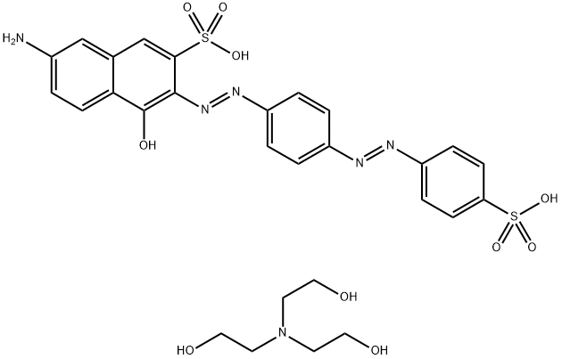 7-氨基-4-羟基-3[[4-[(4-磺苯基)偶氮]苯基]偶氮]-2-萘磺酸与2,2',2''-次氮基三(乙醇)的化合物结构式