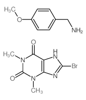 8-bromo-1,3-dimethyl-7H-purine-2,6-dione; (4-methoxyphenyl)methanamine Structure
