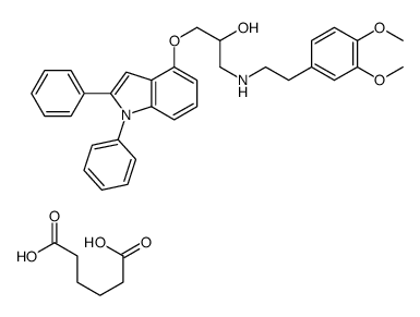 2-Propanol, 1-((2-(3,4-dimethoxyphenyl)ethyl)amino)-3-((1,2-diphenyl-1 H-indol-4-yl)oxy)-, hexanedioate (1:1) (salt)结构式