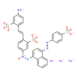 trisodium 2-[2-(4-amino-2-sulphonatophenyl)vinyl]-5-[[4-[(4-sulphonatophenyl)azo]-1-naphthyl]-NNO-azoxy]benzenesulphonate picture