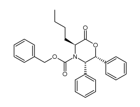 (3S,5S,6R)-4-(benzyloxycarbonyl)-3-butyl-5,6-diphenyl-2,3,5,6-tetrahydro-4H-1,4-oxazin-2-one Structure