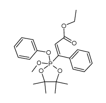 ethyl (E)-3-(2-methoxy-4,4,5,5-tetramethyl-2-phenoxy-1,3,2l5-dioxaphospholan-2-yl)-3-phenylacrylate结构式