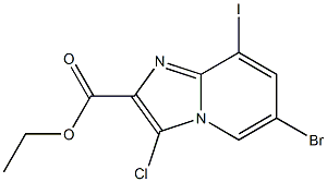 6-溴-3-氯-8-碘咪唑并[1,2-A]吡啶-2-羧酸乙酯结构式