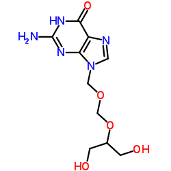 2-amino-9-(1,3-dihydroxypropan-2-yloxymethoxymethyl)-3H-purin-6-one Structure