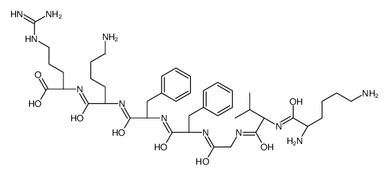 (2S)-2-[[(2S)-6-amino-2-[[(2S)-2-[[(2S)-2-[[2-[[(2S)-2-[[(2S)-2,6-diaminohexanoyl]amino]-3-methylbutanoyl]amino]acetyl]amino]-3-phenylpropanoyl]amino]-3-phenylpropanoyl]amino]hexanoyl]amino]-5-(diaminomethylideneamino)pentanoic acid Structure