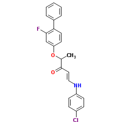 (1E)-1-[(4-Chlorophenyl)amino]-4-[(2-fluoro-4-biphenylyl)oxy]-1-penten-3-one Structure