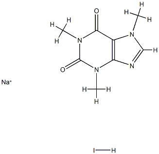 3,7-dihydro-1,3,7-trimethyl-1H-purine-2,6-dione, hydroiodide, sodium salt结构式