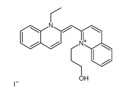 3-[2-[(E)-(1-ethylquinolin-2-ylidene)methyl]quinolin-1-ium-1-yl]propan-1-ol,iodide Structure